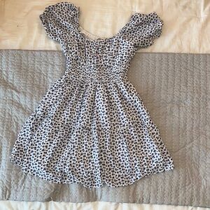 Hollister Blue and White Smocked Ruffled Sundress